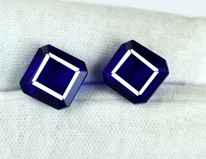 Natural-Blue-Tanzanite-11-13-Ct-Octagon-Cut-Gemstone-Matching-Pair-Certified