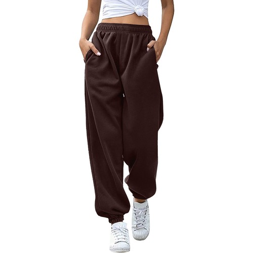 Damen-Jogginghose hoher Bund Training Aktiv Jogginghose Hose Baggy Loungehose - Bild 35 von 57