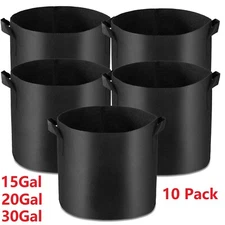 10 Pack 15 20 25 30 Gal Plant Grow Bags Fabric Pot Nursery Soil Bag with Handles