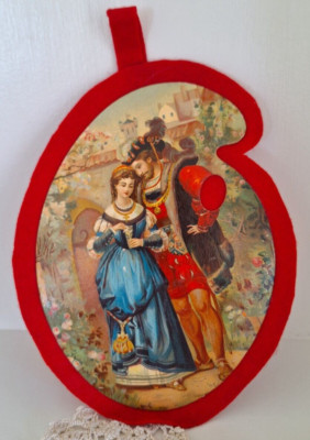 Valentine's Die Cut Printed Artist's Palette Bright Full Color Renaissance Scene