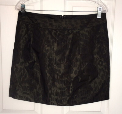 GAP Gray Animal Print Lined Skirt Back Zip Pockets Sz 6 EUC