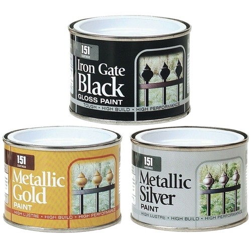 151 Coatings Iron Gate Black Gloss metallic Gold Silver Paint 180ml Water Proof eBay