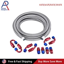 4/6/8/10AN Braided PTFE E85 Oil/Fuel Hose Line Brake Line Hose End Fittings Kit