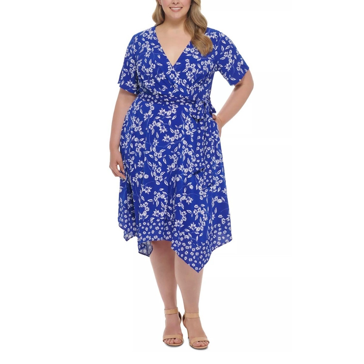 JESSICA HOWARD Plus Size Tie-Waist Handkerchief-Hem Dress Floral Royal Blue 20W | eBay JESSICA HOWARD Plus Size Tie-Waist Handkerchief-Hem Dress Floral Royal Blue 20W | eBay