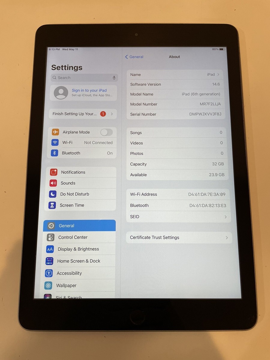 iPad6世代32G Wi-FiGRAY sim.SBM 95％ Restored Apple iPad 6th Gen 32GB Wi-Fi Space Gray (Refurbished