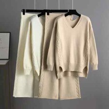 Autumn Winter Women 2 Piece Sweater Set Pants Sweaters Sport Knitted Tracksuits
