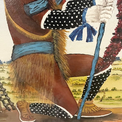 Artisan Hand Painted Wolf Kachina Painting signed Native American Wall Art - Picture 3 of 12