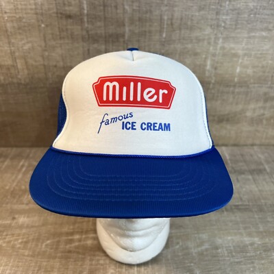 Vintage Miller Famous Ice Cream Foam Rope Trucker Hat Dad Cap Mesh Back Snapback