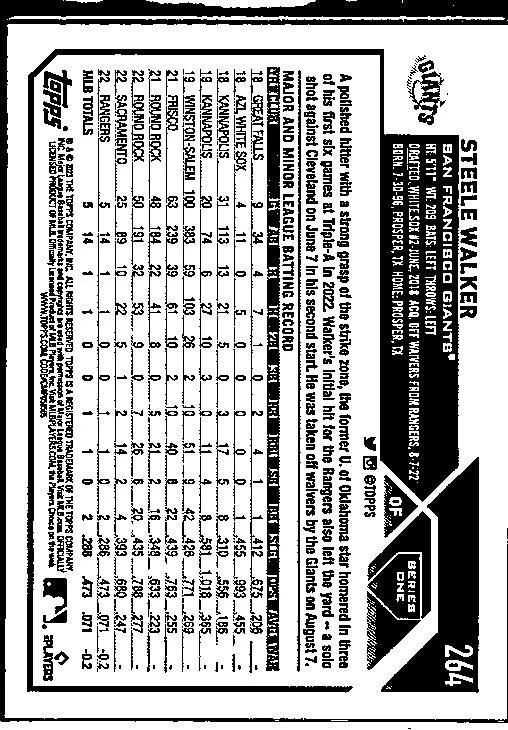 Steele Walker 2023 Topps Series 1 RC/Chrome Platinum RC Giants/Tigers 2-Card Lot - Image 3 of 4