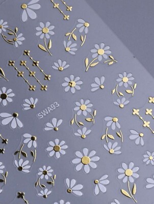 4 Fogli Adesivi Unghie Margherita Fiori Stickers Nail Art