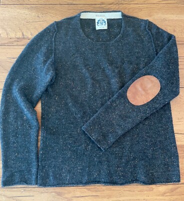 Molo Eleven Alpaca Crew Neck Sweater Made in Italy Leather Patch Elbows XL *READ