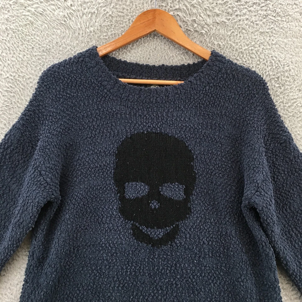 Suéter Pullover Bobeau Mujer XL Azul Manga Larga Cuello Redondo Estampado Calavera Informal Foto 2 de 4