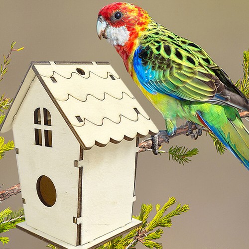 Jaula de madera simple nido de pájaros jardinería pequeña pajarera para mascotas aves - Imagen 6 de 7