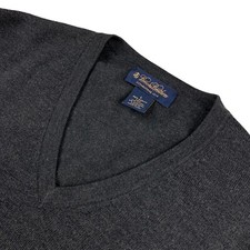 Brooks Brothers Men's Wool Blend V-Neck Sweater Dark Gray   Large