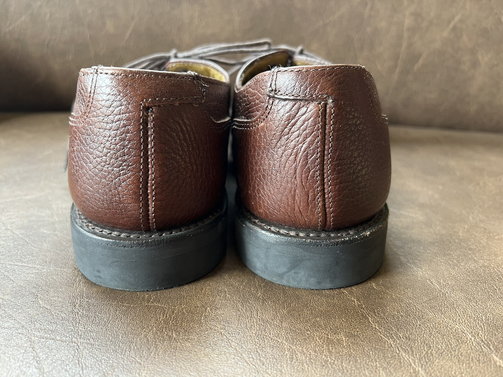 SAOLA Brooks Brothers 346 scarpe Oxford derby uomo 10 D punta divisa marrone testurizzato