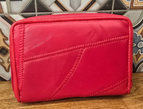 Womens Genuine Soft Real Leather Patchwork Purse Twin Zipped Wallet Coin Pouch - Picture 29 of 72