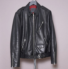 ALL SAINTS Leather Jacket Mens LARGE Black Biker Bomber Celebrity Grail MONZA