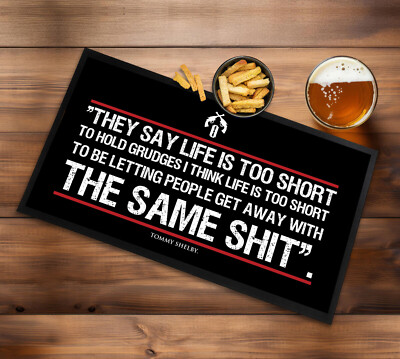 Bar runner mat - Tommy Shelby quote inspired black bar mat bar runner rum bar