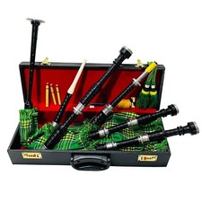 Traditional Highland Scottish Bagpipe with Free Case - Full Silver Mounts