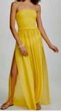 $295 Ramy Brook Women's Yellow Strapless Calista Cover Up Maxi Dress Size S