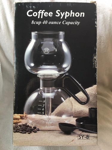 Yama SY-8 Glass Siphon 8 Cup Stove Top Coffee Maker 40 Ounce W Box - Picture 9 of 12