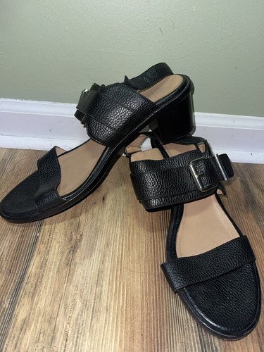 Womens Aquatalia Italy Black Leather Strappy Low Heel Sandals Size Size 12 - Picture 2 of 8