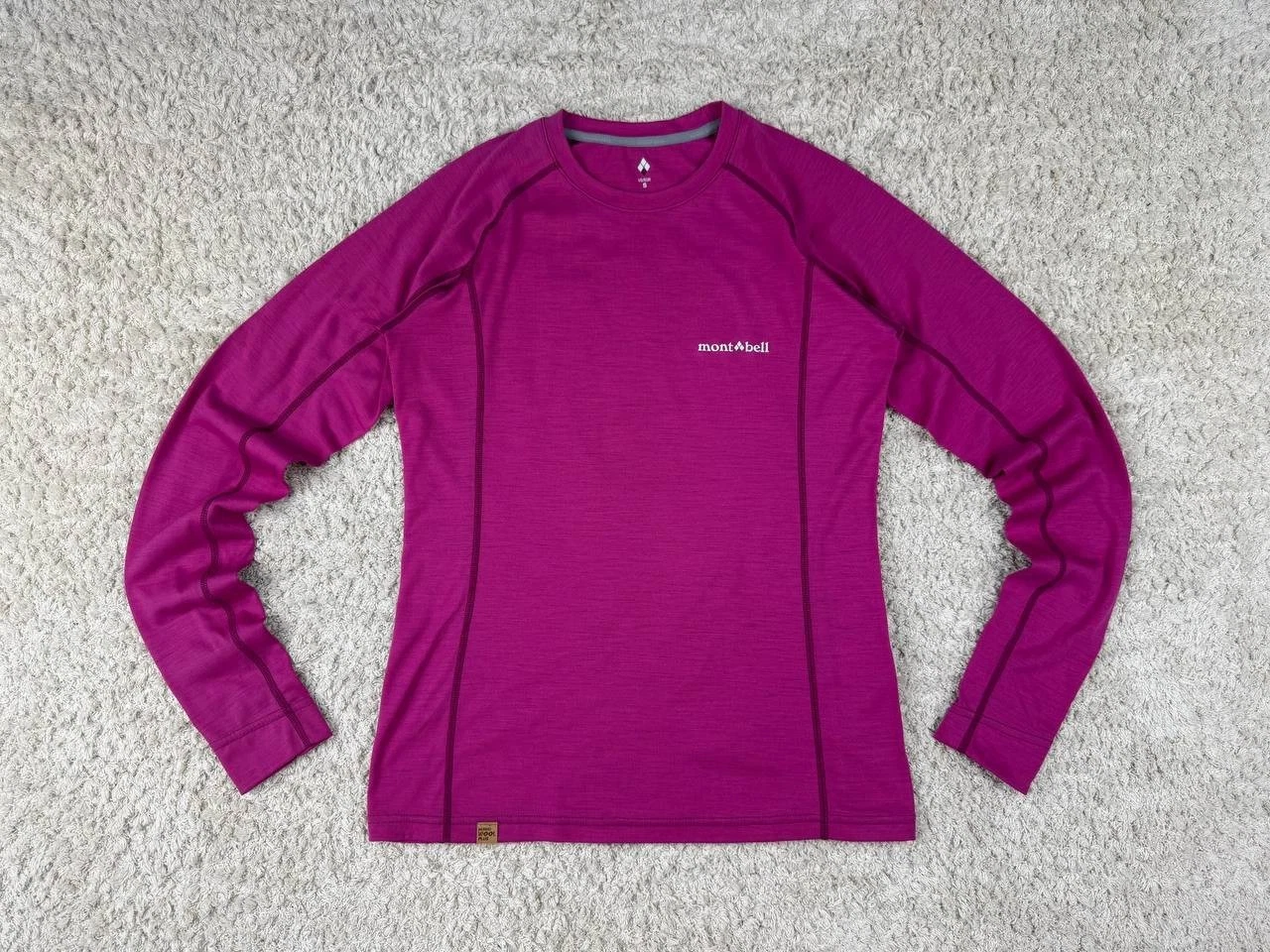 Women’s Montbell Pink Merino Wool Long Sleeve Top BaseLayer Size S