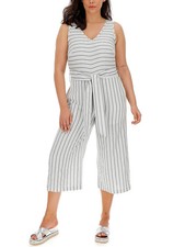 CAPSULE LADIES LINEN BLEND STRIPED JUMPSUIT GREY NEW SIZE 20 (REF 269)