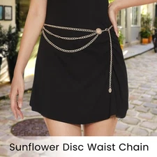 Women's Multilayer Metal Waist Chain Dress Belts Metal Belt