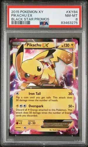2015 POKEMON XY BLACK STAR PROMOS #XY84 PIKACHU EX PSA 8