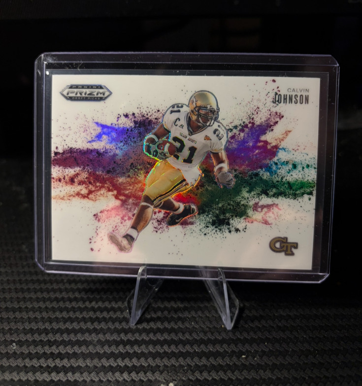 CALVIN JOHNSON COLOR BLAST | CASEHIT SSP | 2025 PANINI PRIZM DRAFT PICKS | LIONS