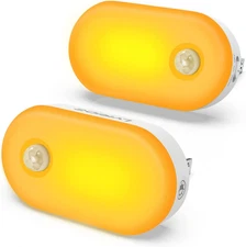 Amber Night Light with Motion Sensor, Plug in LED Nightlights, 120LM Stepless Ad