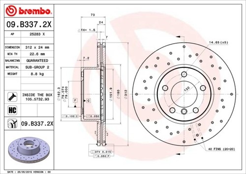 2x Brake Discs Pair Vented fits BMW 118D F20 2.0D Front 11 to 19 312mm Set New - Picture 3 of 3