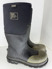 Bogs Footwear 69172-001 M 10 Men's Rubber Boot, 10 Steel Toe, 16" H, Black,