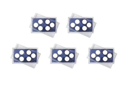 Empty Plastic Lens with Blue Insert Holds 6 Quarters, 5 Pack