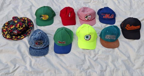 Lot of 10 Hats VTG & Modern various brands styles snapback strap