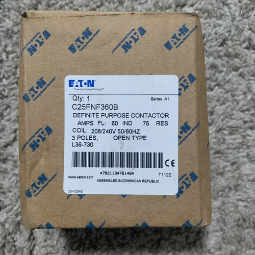 Eaton C25FNF360B Definite Purpose Contactor 60A 208/240V 3-Pole OpenType 50/60Hz
