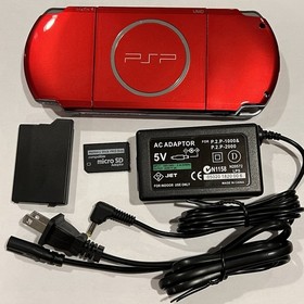 RADIANT RED PSP 3000 System w/ 64gb Memory Card & Charger Bundle Import