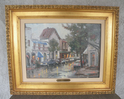 Thomas Kinkade  Rainy Day In Carmel  12x16 Limited Edition Canvas Number 73/750