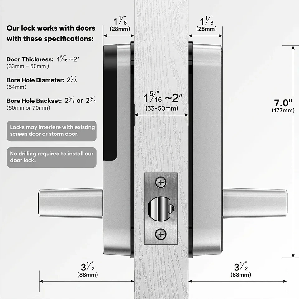 Smart Fingerprint Door Lock App Remote Keyless WIFI Digital Touchscreen Lock NFC - Image 4 of 4