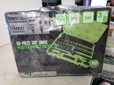 3/8" Drive Impact Socket Set 50-Piece Standard SAE and Metric  6 Point Cr-V New