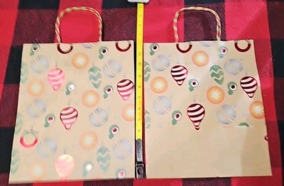 Two Count Christmas Gift Bags Ornaments Foil Embossed