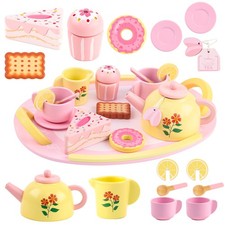 Wooden Tea Sets for Toddlers 3-5, Tea Party Set for Little Girls 4-6, Toddler...