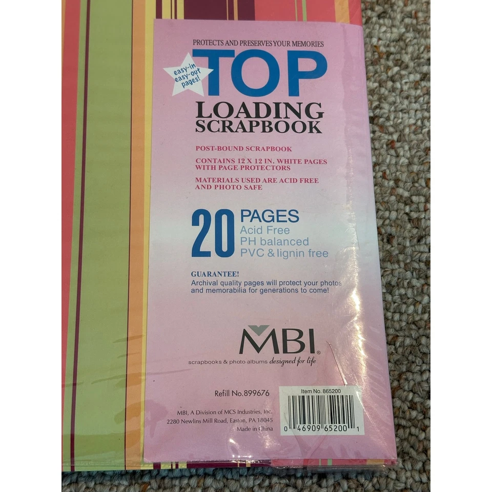 Альбом для скрапбукинга MBI 20 страниц с верхней загрузкой 12x12 многоцветный, полосы с наклейками  - Изображение 2 из 4