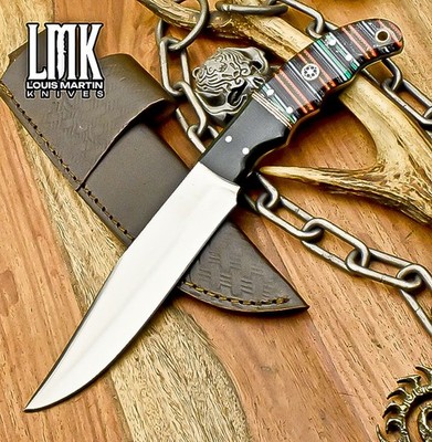 LMK Hand Forged Handmade Skinner Knife D2 Tool Steel Corain Hunter Veterans Gift