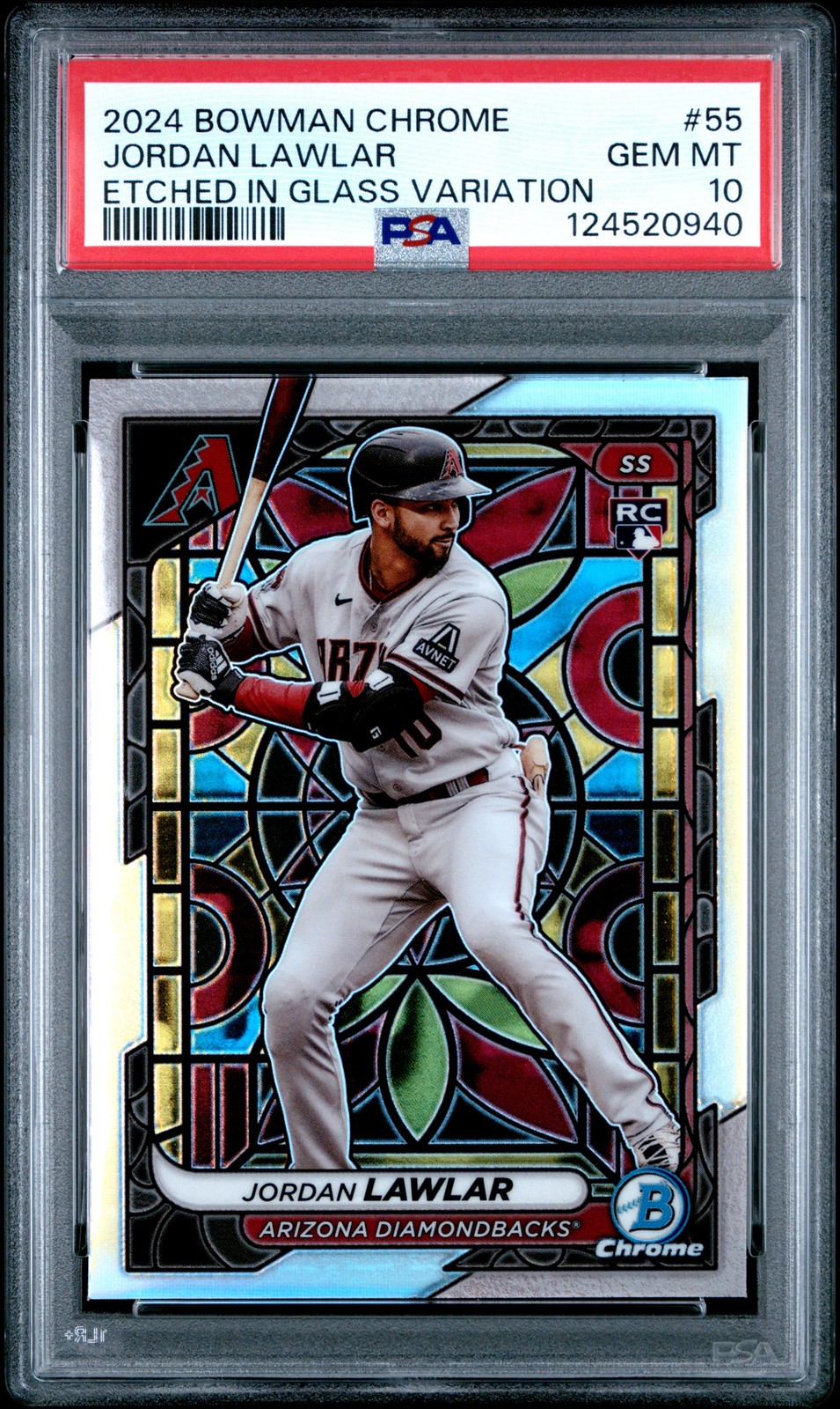 2024 Bowman Chrome #55 Jordan Lawlar Etched In Glass Variation PSA 10