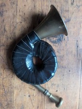 Jagdhorn Horn mit Mundstück aus Messing & Lederwicklung Vintage alt