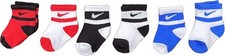 NIKE Baby Toddler Boys 6-Pack Lightweight Ankle Socks Multicolor 2-4 Years Old