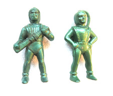 Vintage 1950s Ajax Archer Hard Plastic Spacemen/ Astronauts; Green; lot of 2
