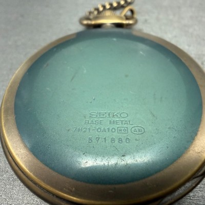 Seiko Pocket Watch Men 45mm White Dial Bronze Tone Round 7N21-0A10 